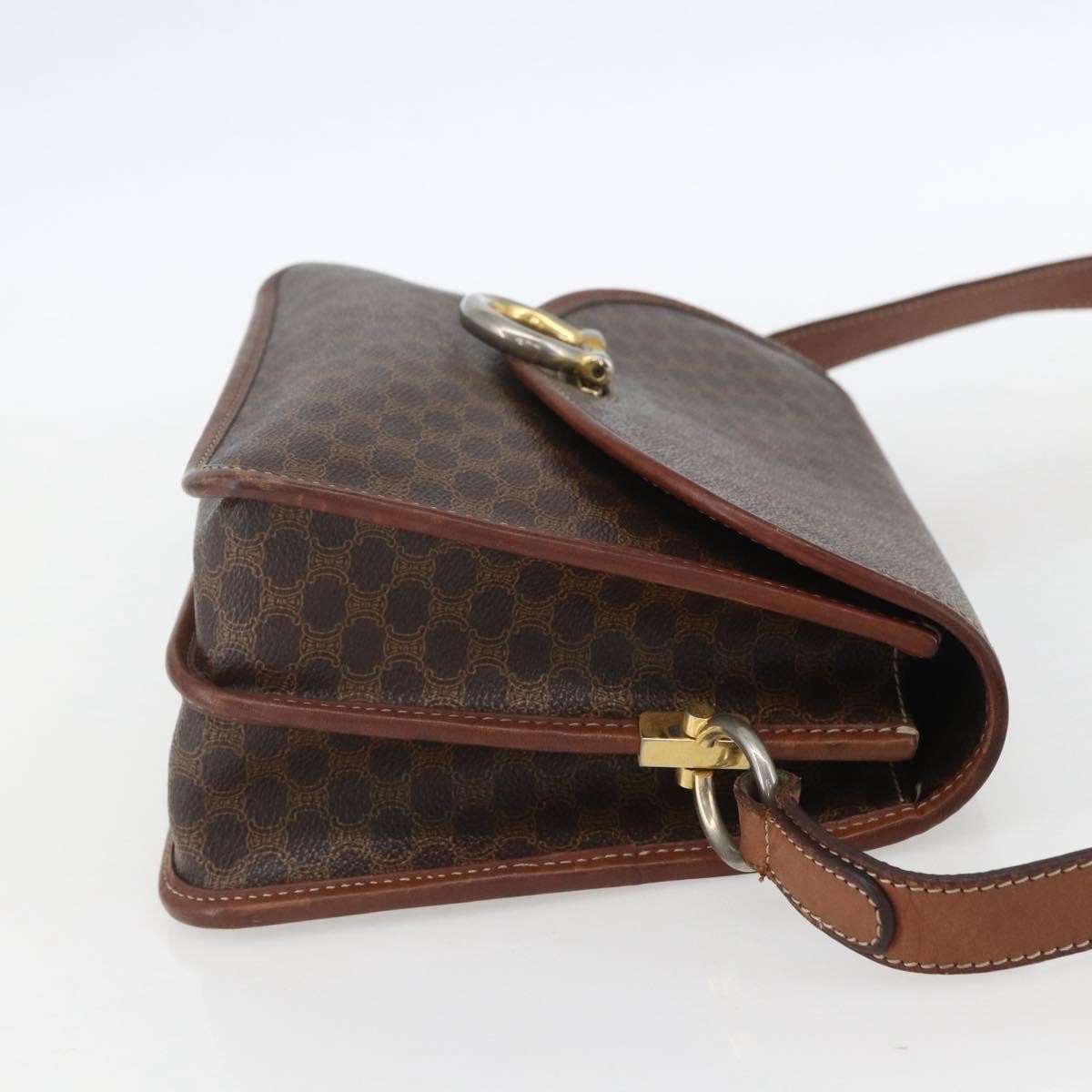 Celine Vintage Macadam Shoulder Bag Canvas Brown Canvas Shoulder Bag Bag (Pre-Owned)