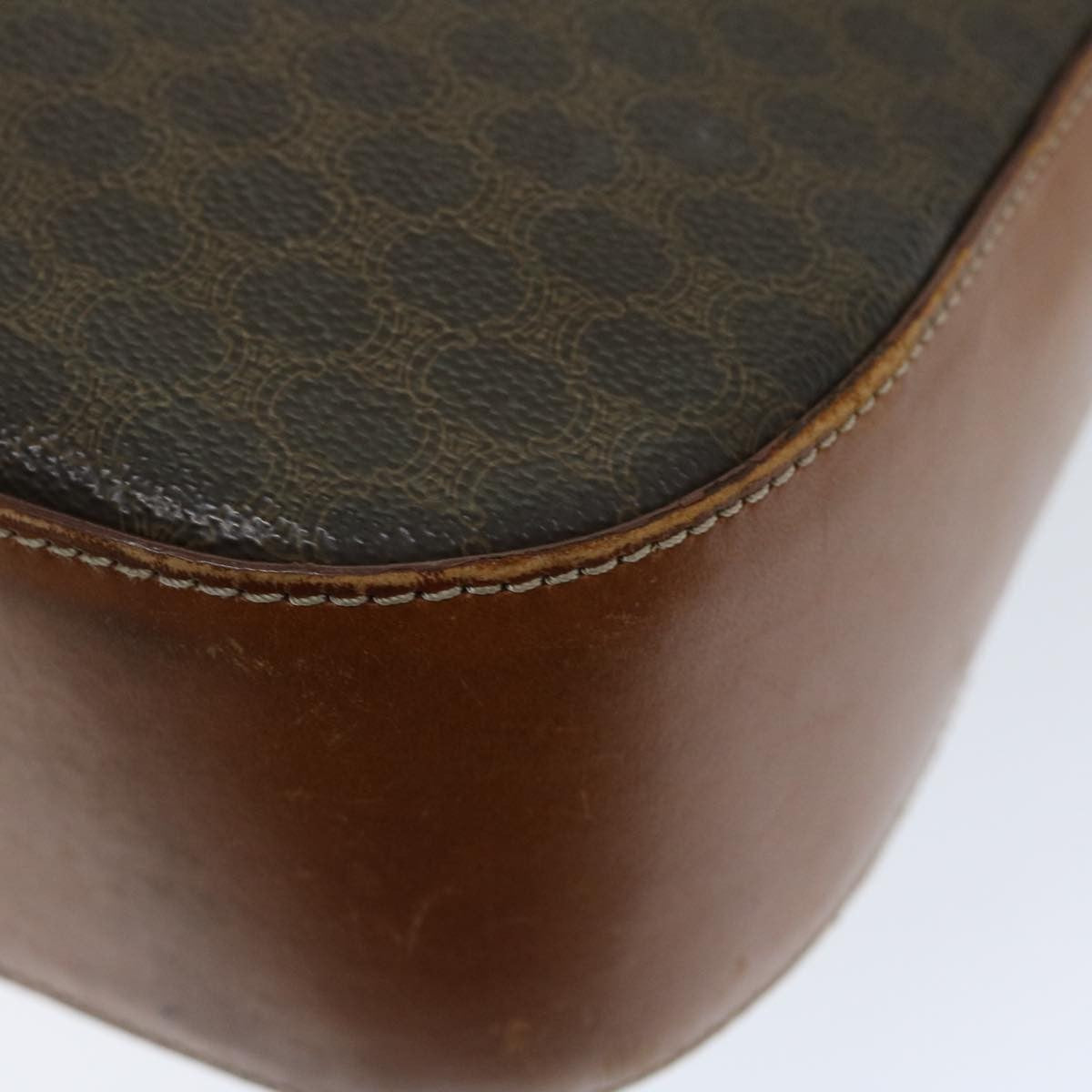 Celine Vintage Macadam Shoulder Bag Canvas And Leather Brown Canvas Shoulder Bag Bag (Pre-Owned)