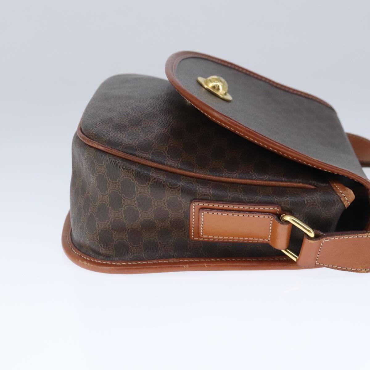 Celine Vintage Macadam Shoulder Bag Canvas And Leather Brown Canvas Shoulder Bag Bag (Pre-Owned)