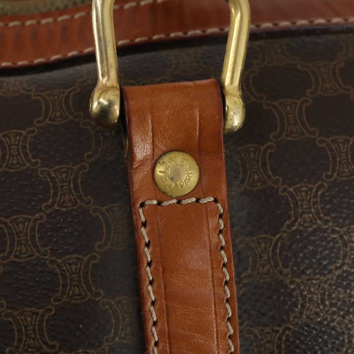 Celine Vintage Duffle Bag Canvas And Leather Brown Canvas Travel Bag Bag (Pre-Owned)