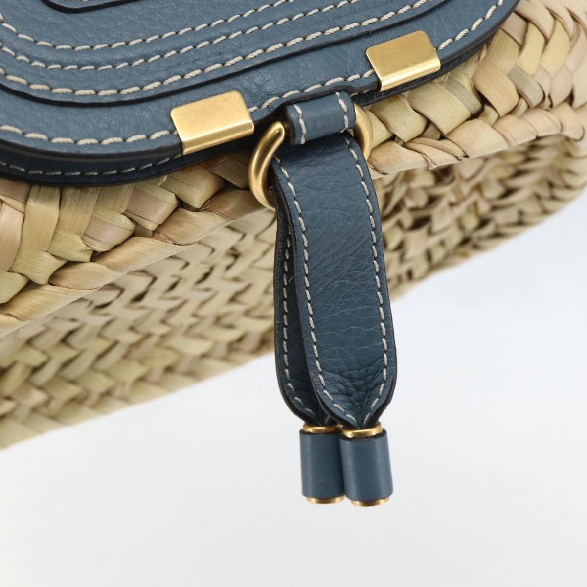 Chloe Marcie Basket Bag Raffia Beige Wicker Tote Bag Bag (Pre-Owned)