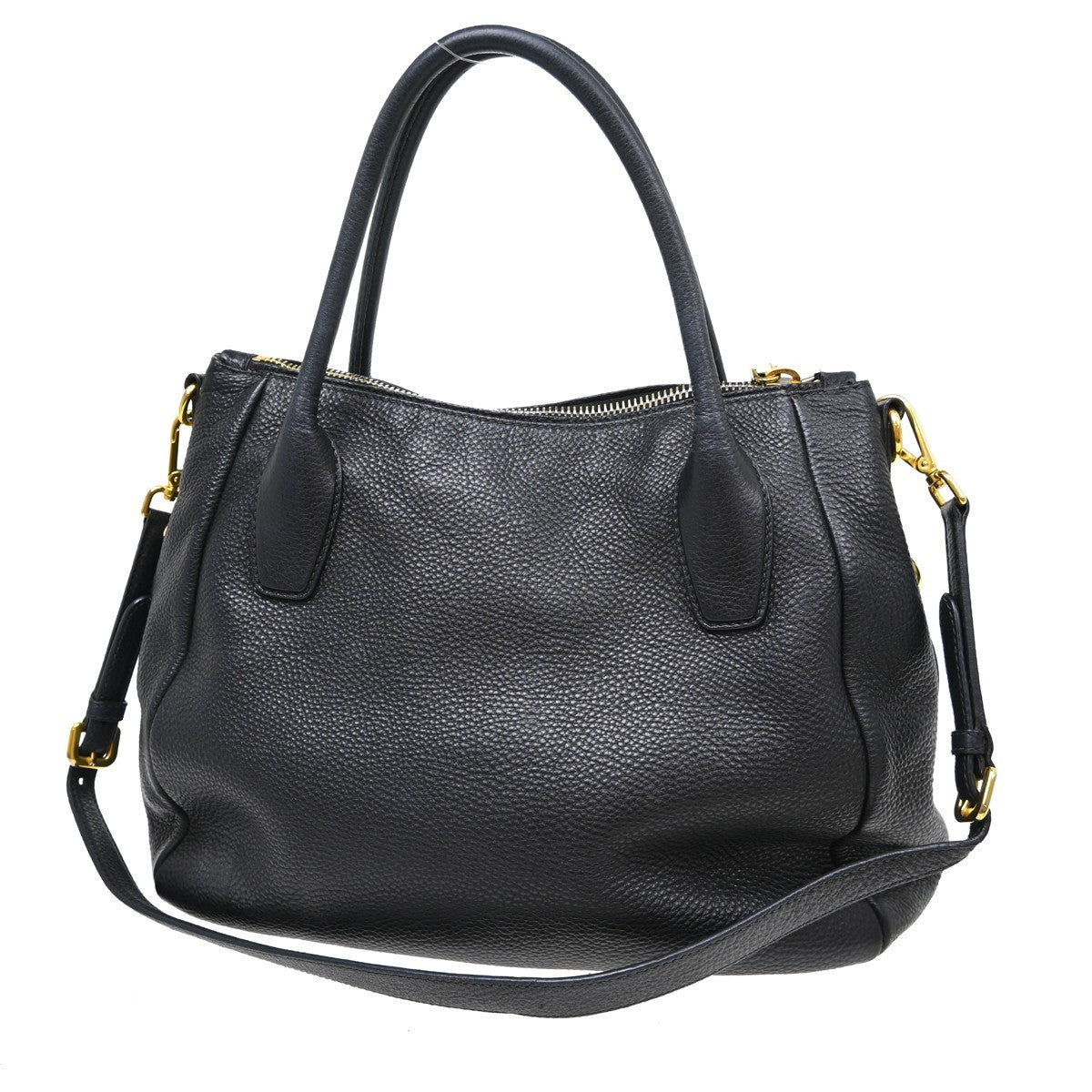 Prada Vintage Handbag Leather Black Leather Handbag (Pre-Owned)