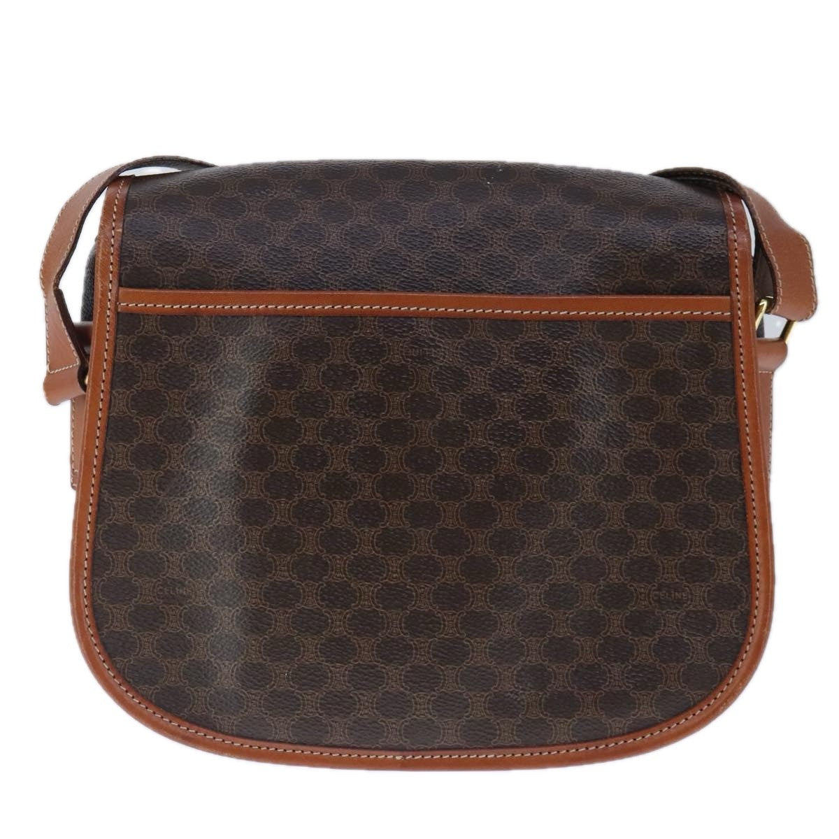 Celine Vintage Macadam Shoulder Bag Canvas And Leather Brown Canvas Shoulder Bag Bag (Pre-Owned)