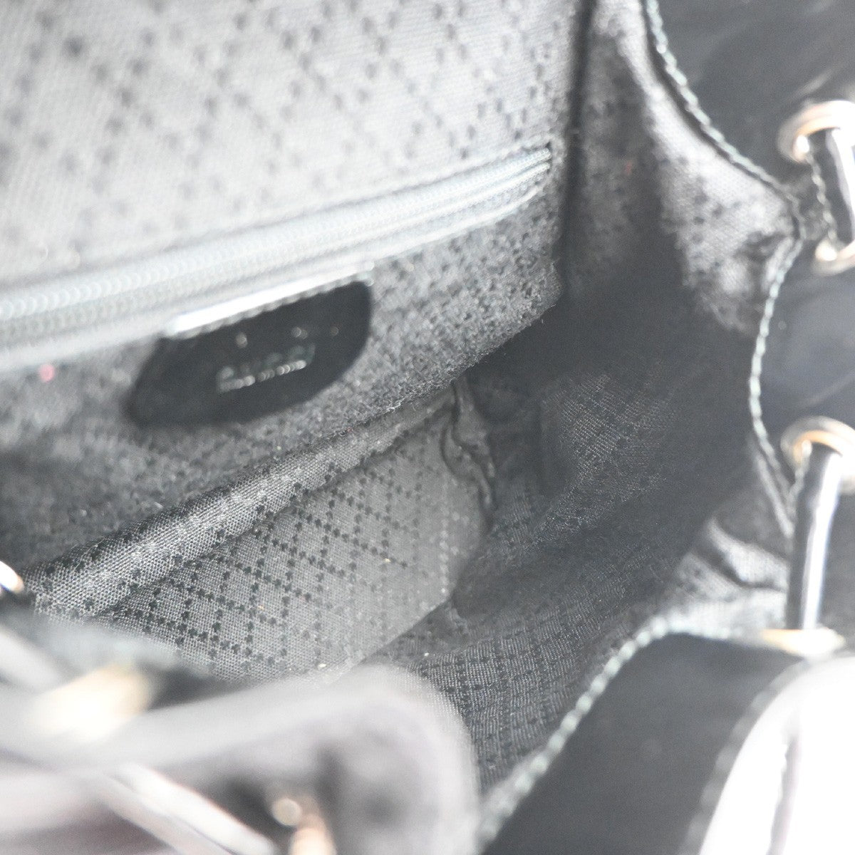 Gucci Vintage Bamboo Backpack Nylon And Patent Leather Black Nylon Backpack Bag (Pre-Owned)