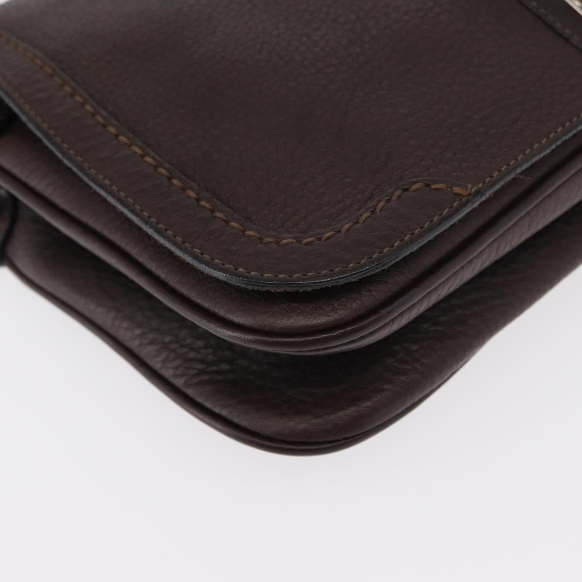 Salvatore Ferragamo Gancini Shoulder Bag Leather Brown Leather Shoulder Bag Bag (Pre-Owned)