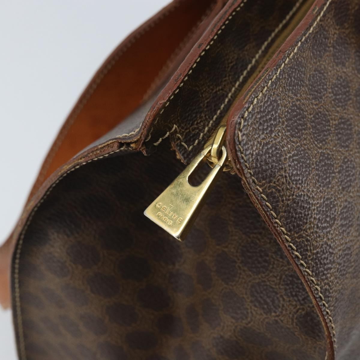 Celine Vintage Macadam Handbag Canvas And Leather Brown Canvas Tote Bag Bag (Pre-Owned)