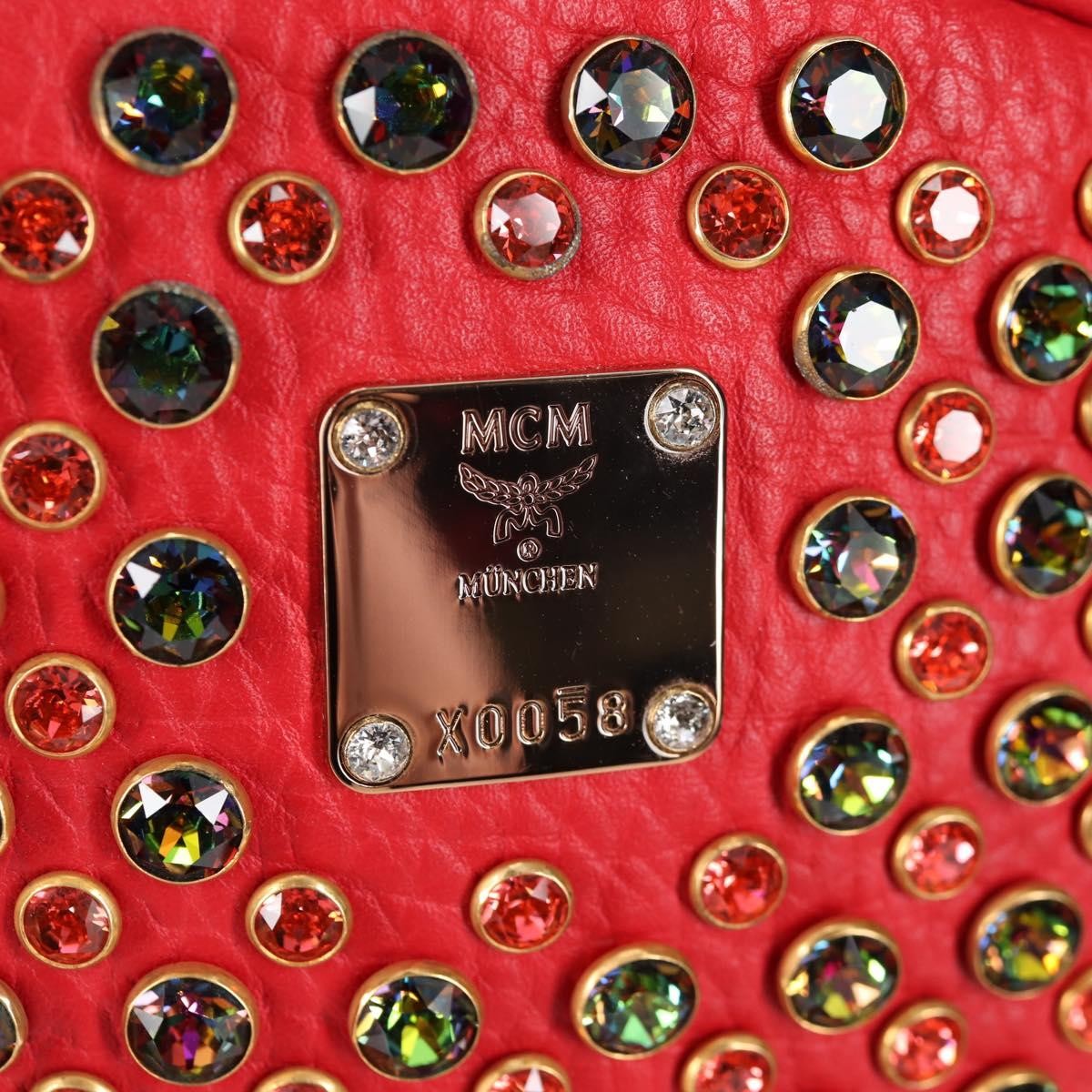 MCM Vintage Vicetos Backpack Leather Red Leather Backpack Bag (Pre-Owned)