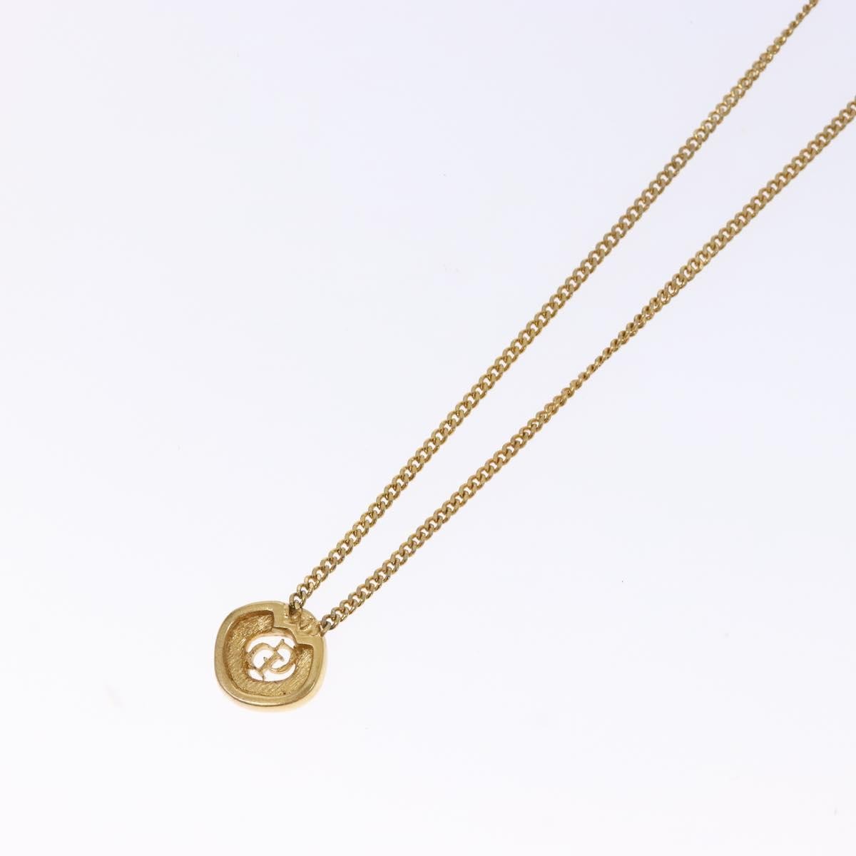 Christian Dior Cd Round Pendant Necklace Metal And Crystals Gold Metal Jewelry (Pre-Owned)