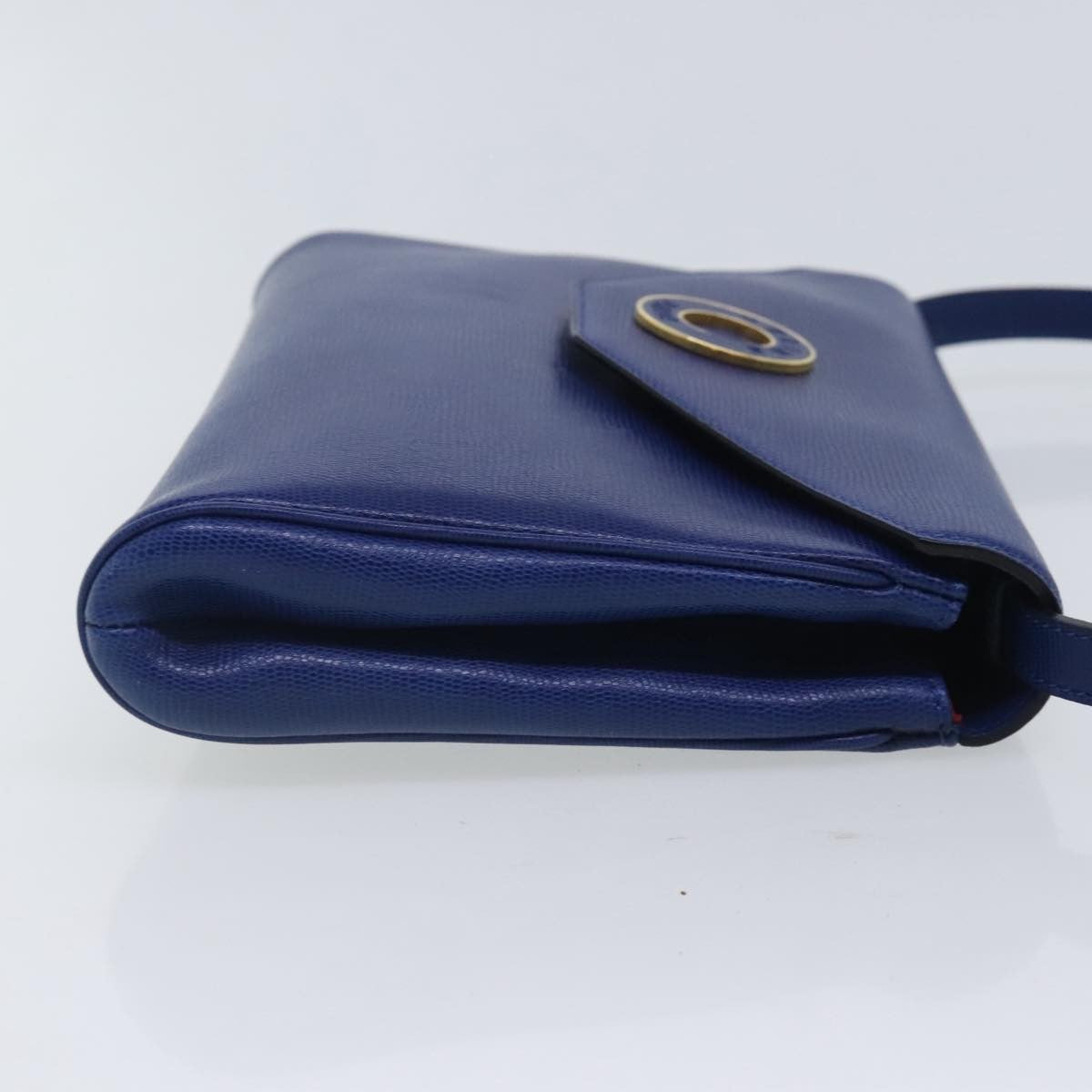 Celine Vintage Circle Logo Crossbody Bag Leather Blue Leather Shoulder Bag Bag (Pre-Owned)