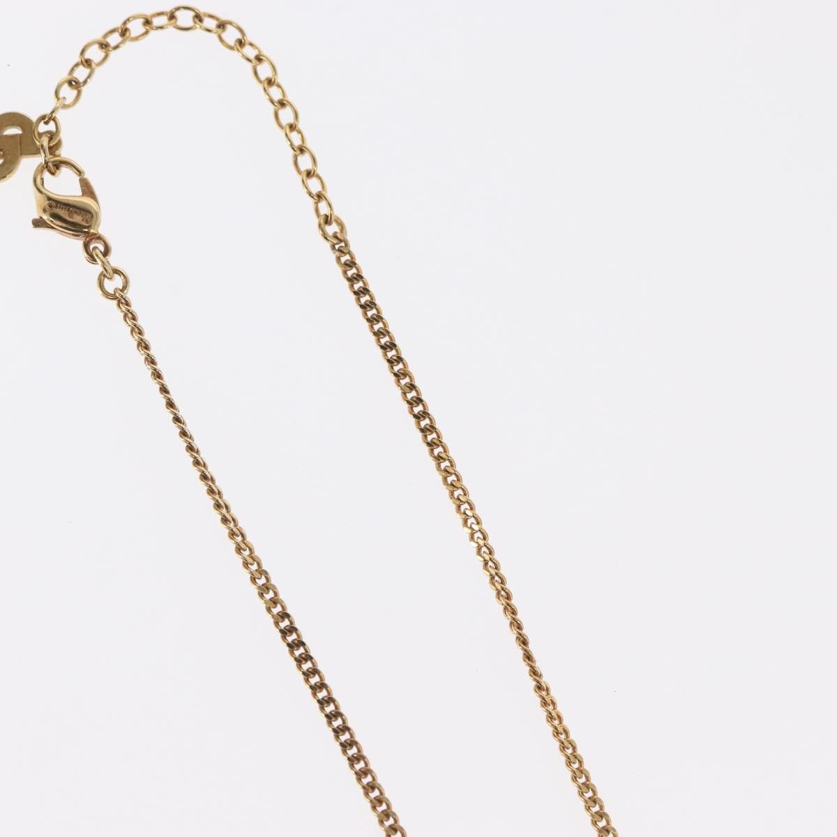 Christian Dior Vintage Logo Round Pendant Necklace Metal And Crystals Gold Metal Necklace Jewelry (Pre-Owned)