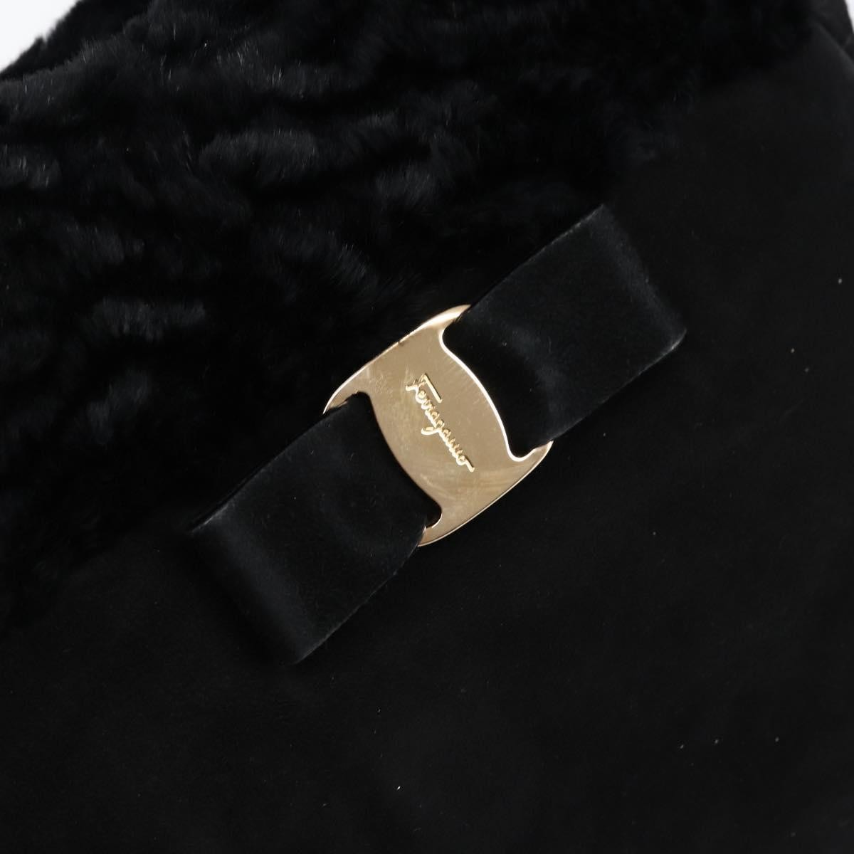 Salvatore Ferragamo Vala Handbag Suede Black Suede Handbag (Pre-Owned)