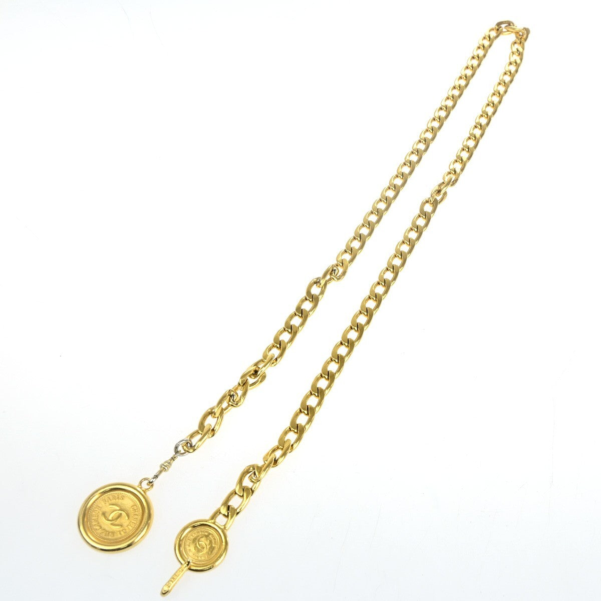 Chanel Vintage Medallion Chain Belt Metal Gold Gold_Plated Belts Accessory (Pre-Owned)