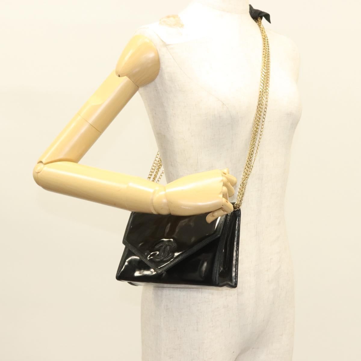Chanel Cc Envelope Flap Crossbody Patent Leather Black Patent_Leather Clutche & Pouche Bag (Pre-Owned)