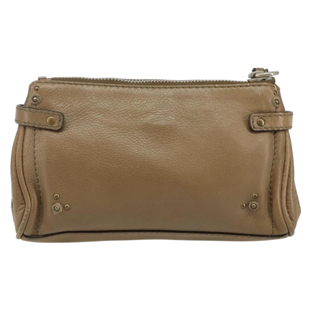 Chloe Paddington Pouch Leather Beige Leather Bag (Pre-Owned)