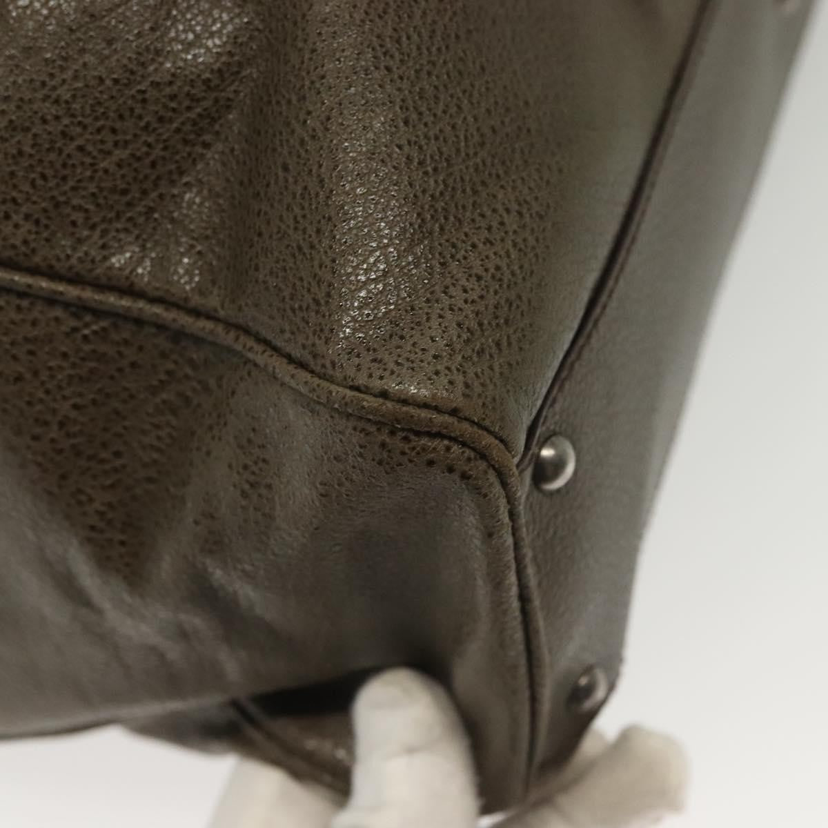 Salvatore Ferragamo Gancini Buckle Shoulder Bag Leather Khaki Leather Bag (Pre-Owned)