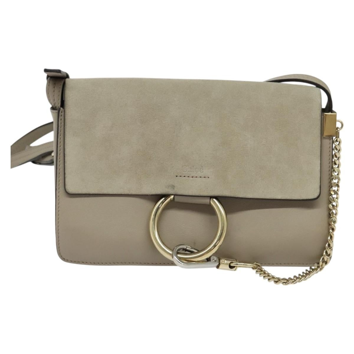 Chloe Faye Crossbody Leather And Suede Gray Suede Shoulder Bag Bag (Pre-Owned)