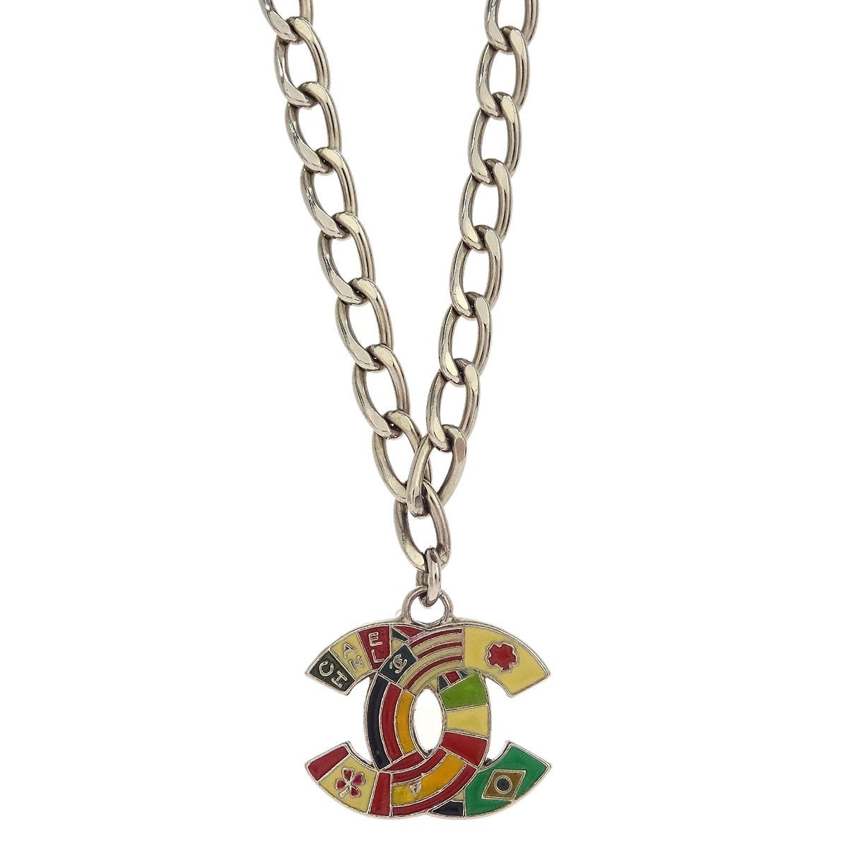 Chanel Cc Pendant Necklace Metal Silver Silver_Plated Necklace Jewelry (Pre-Owned)