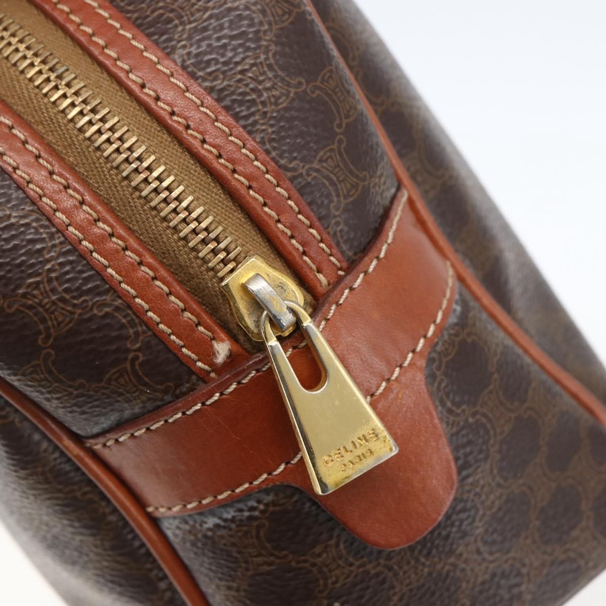 Celine Vintage Macadam Handbag Canvas And Leather Brown Canvas Handbag (Pre-Owned)