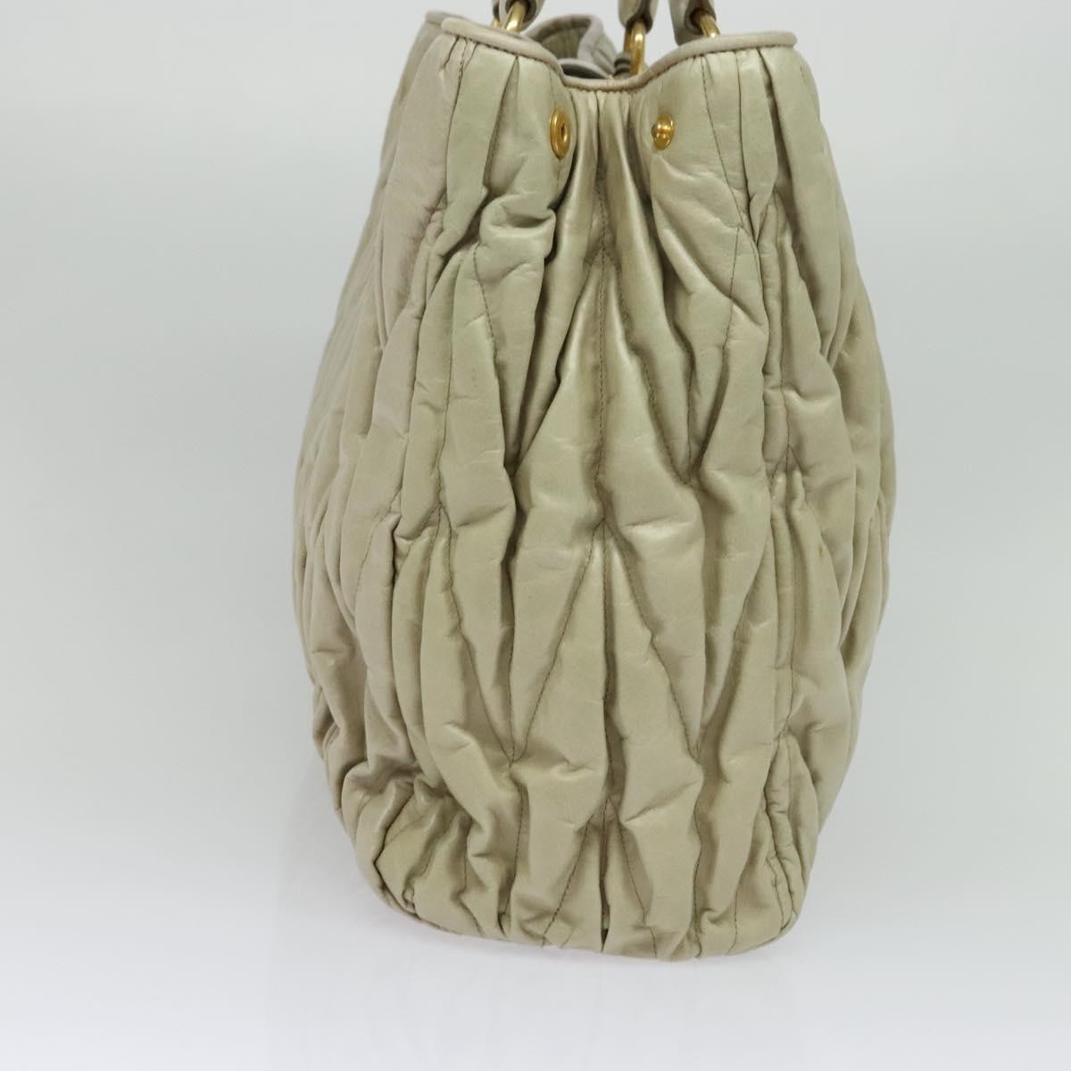 Miu Miu Coffer Convertible Satchel Leather Beige Leather Handbag (Pre-Owned)