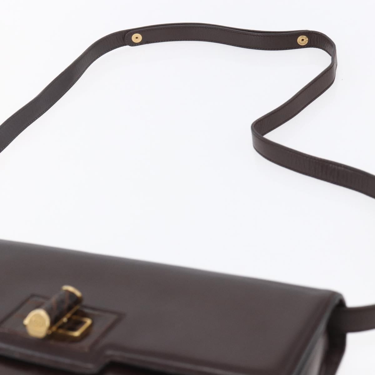 Gucci Vintage Shoulder Bag Leather Brown Leather Shoulder Bag Bag (Pre-Owned)