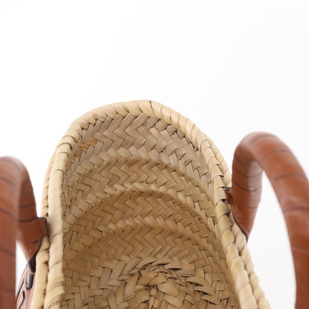 Chloe Marcie Basket Bag Raffia And Leather Beige Wicker Handbag (Pre-Owned)