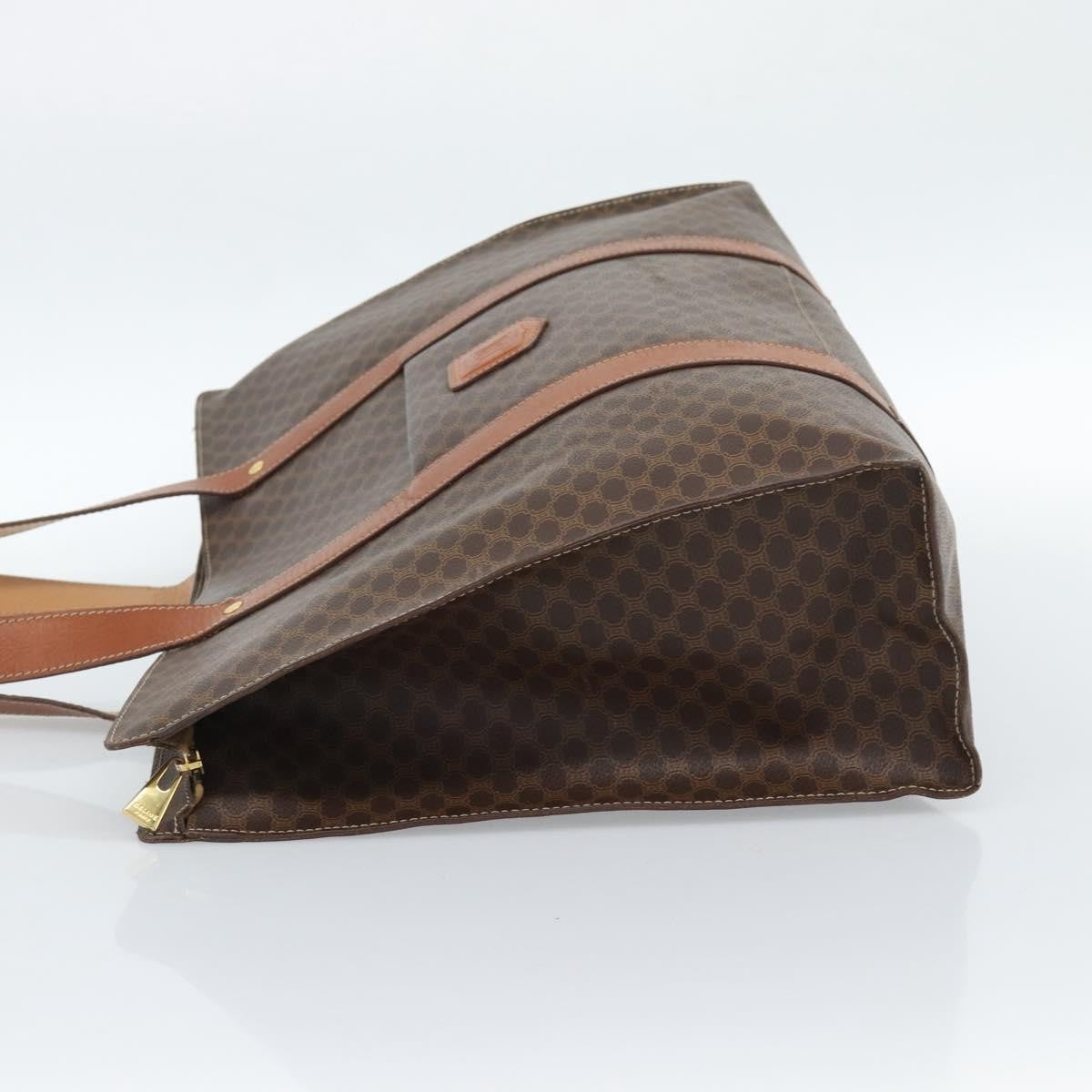 Celine Vintage Macadam Shopper Tote Coated Canvas Brown Canvas Tote Bag Bag (Pre-Owned)