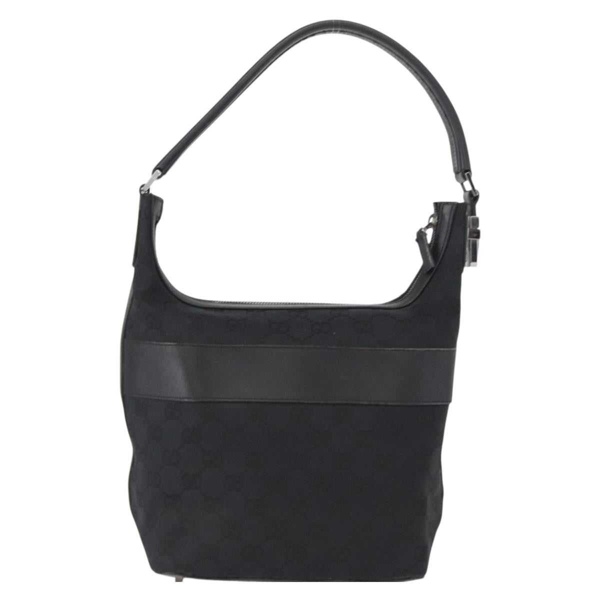 Gucci Vintage Shoulder Bag Gg Canvas And Leather Black Canvas Shoulder Bag Bag (Pre-Owned)