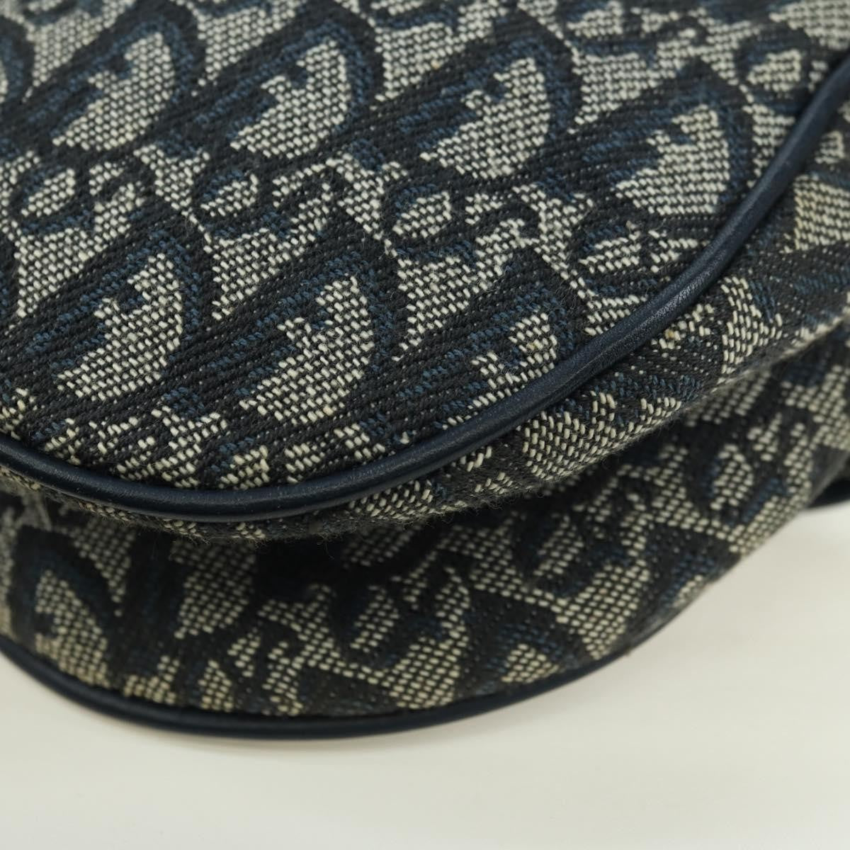 Christian Dior Saddle Handbag Oblique Canvas Navy Canvas Handbag (Pre-Owned)