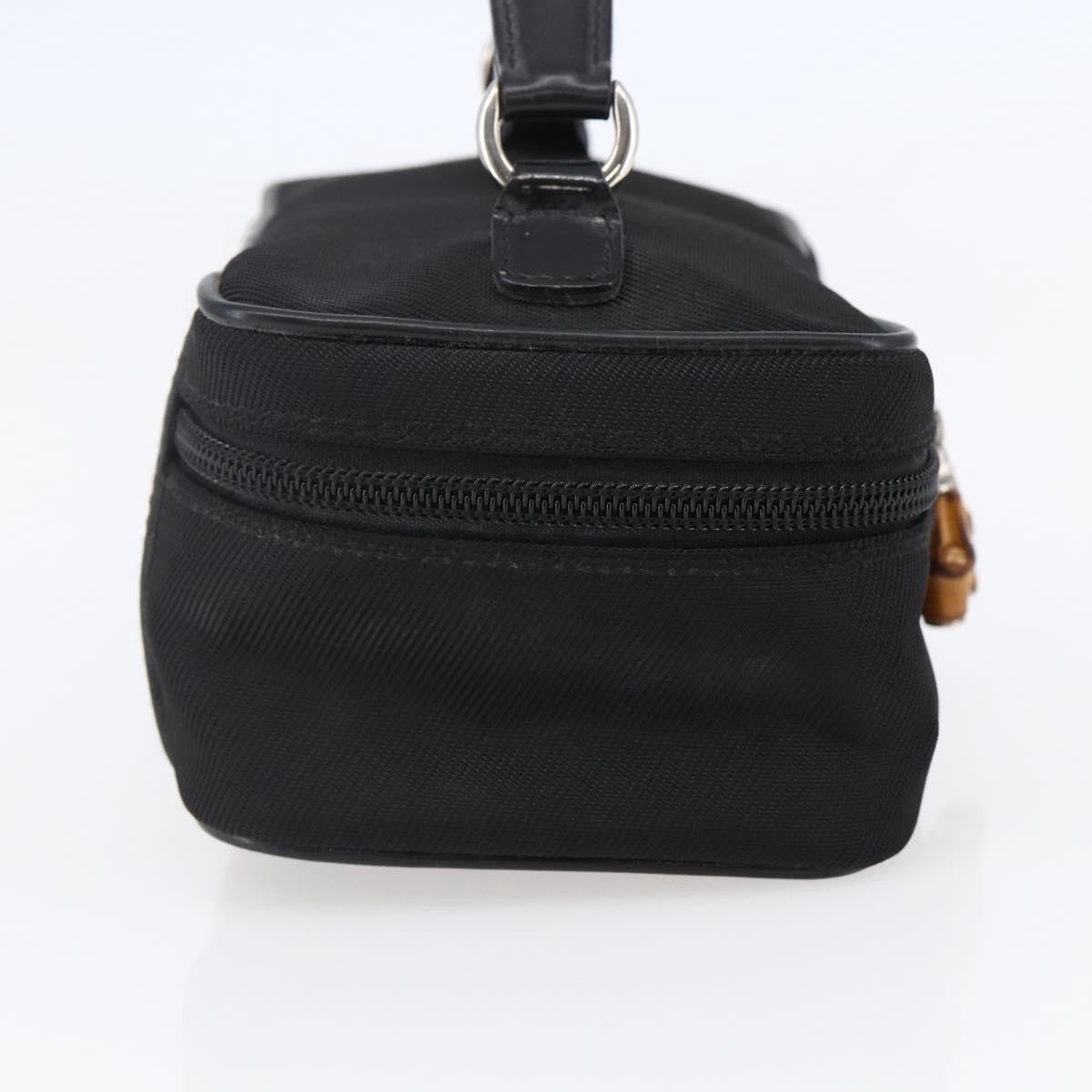 Gucci Vintage Bamboo Vanity Case Nylon Black Nylon Handbag (Pre-Owned)