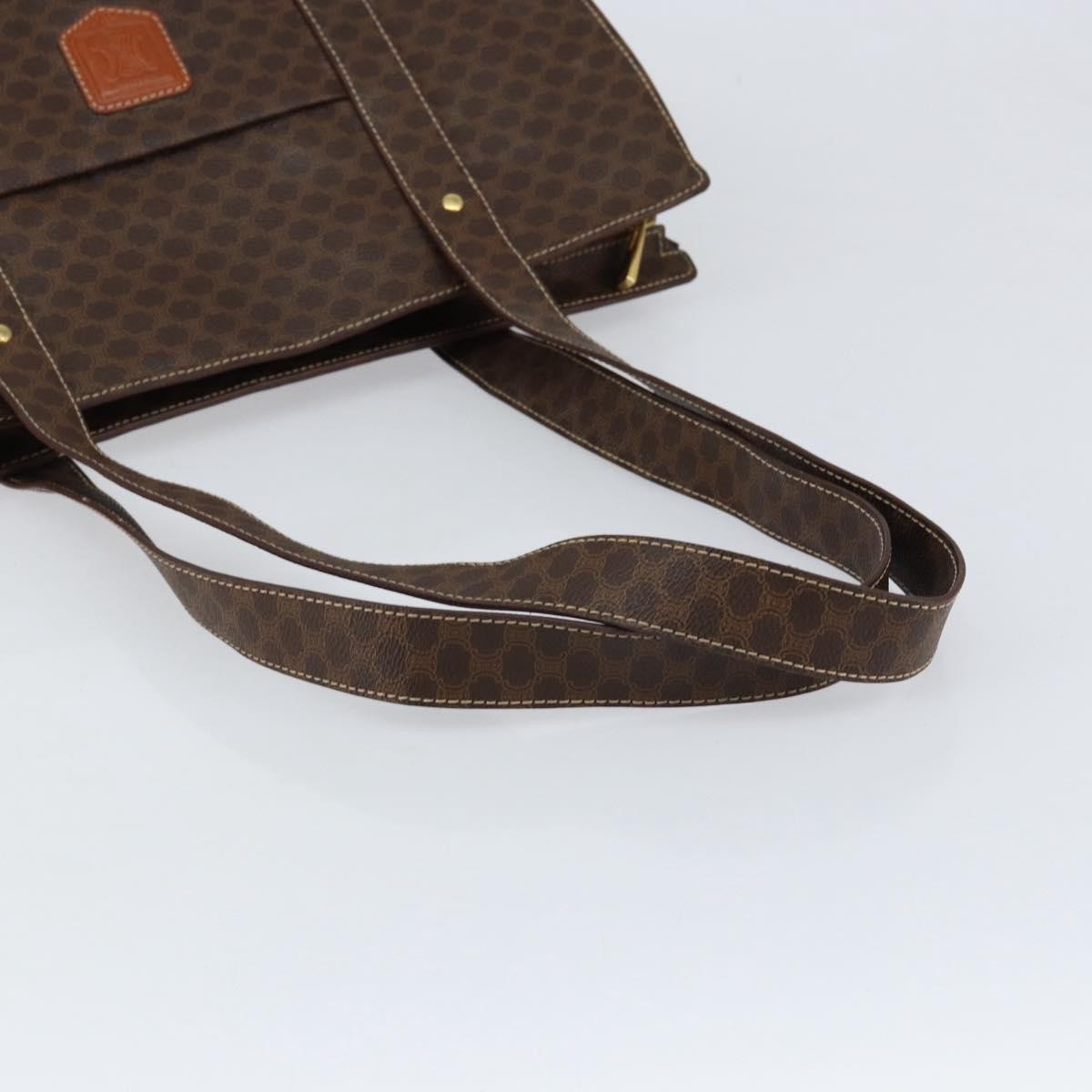 Celine Vintage Macadam Tote Bag Canvas Brown Canvas Tote Bag Bag (Pre-Owned)