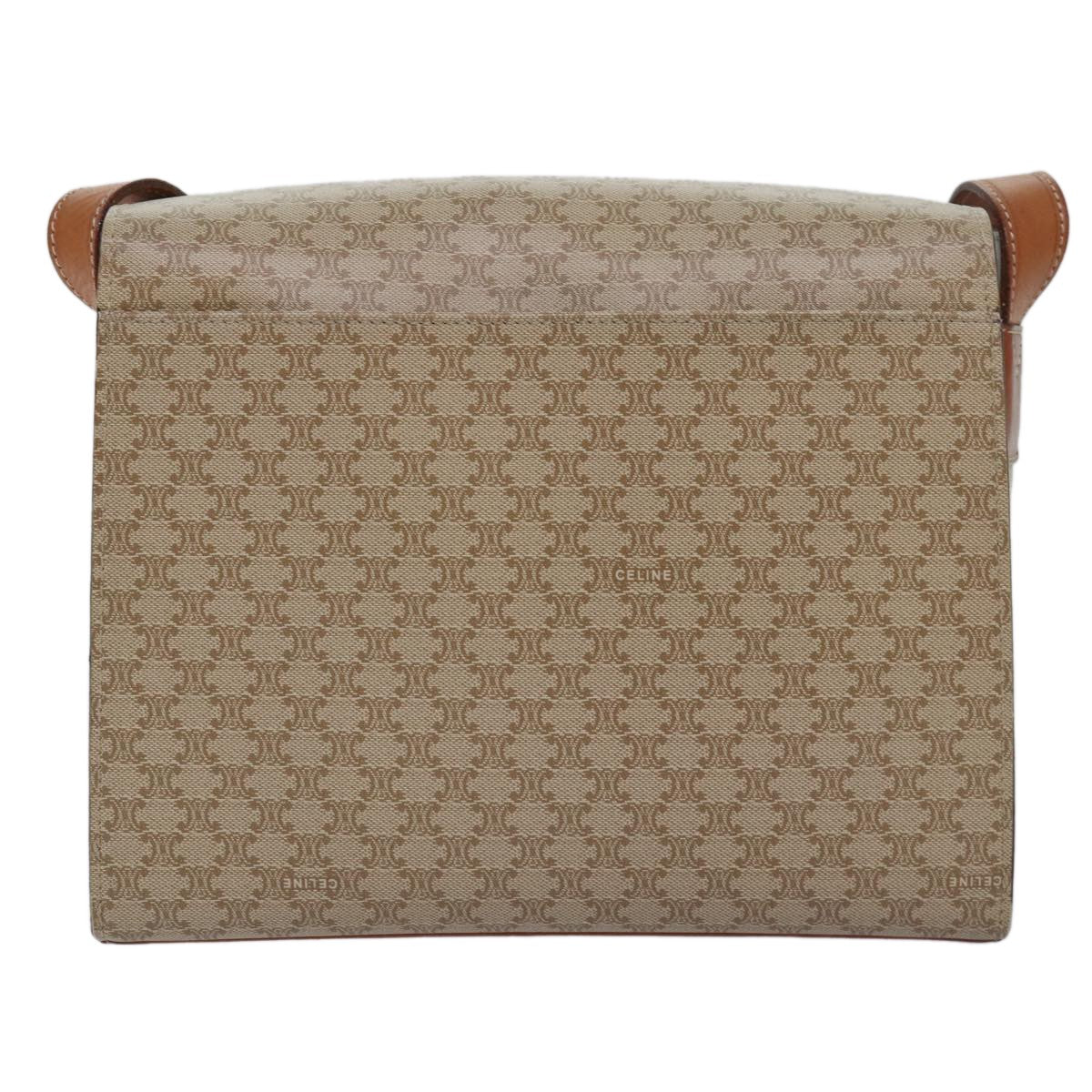 Celine Vintage Macadam Circle Logo Shoulder Bag Canvas And Leather Beige Canvas Shoulder Bag Bag (Pre-Owned)