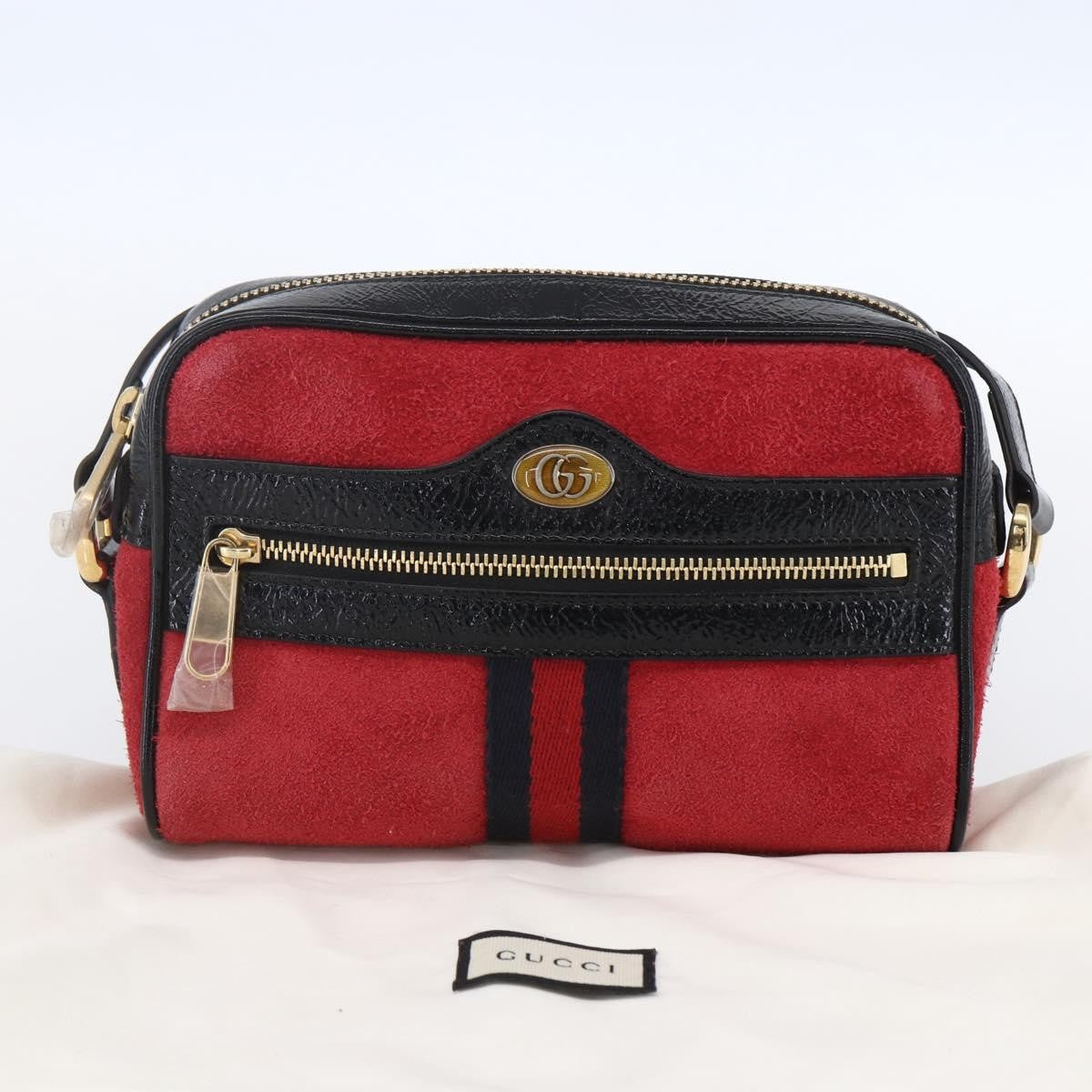 Gucci Ophidia Shoulder Bag Suede Red Suede Shoulder Bag Bag (Pre-Owned)