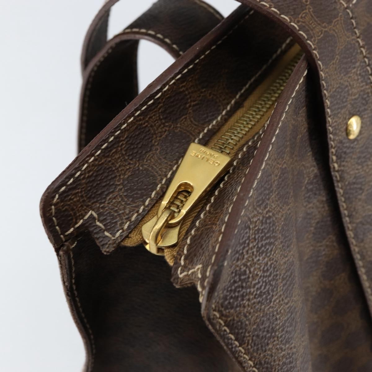 Celine Vintage Macadam Tote Bag Canvas Brown Canvas Tote Bag Bag (Pre-Owned)