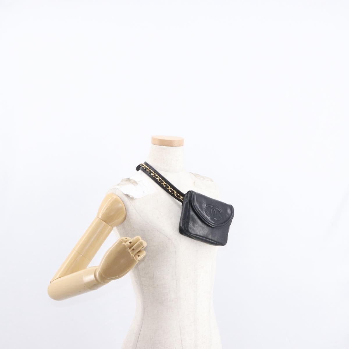 Chanel Chain Envelope Belt Bag Quilted Calfskin Black Leather Clutche & Pouche Bag (Pre-Owned)