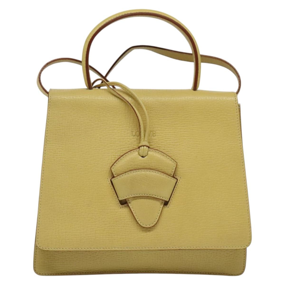 Loewe Barcelona Shoulder Bag Leather Yellow Leather Bag (Pre-Owned)