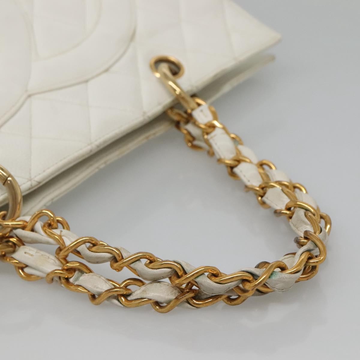 Chanel Vintage Grand Shopping Tote Quilted Caviar White Leather Bag (Pre-Owned)