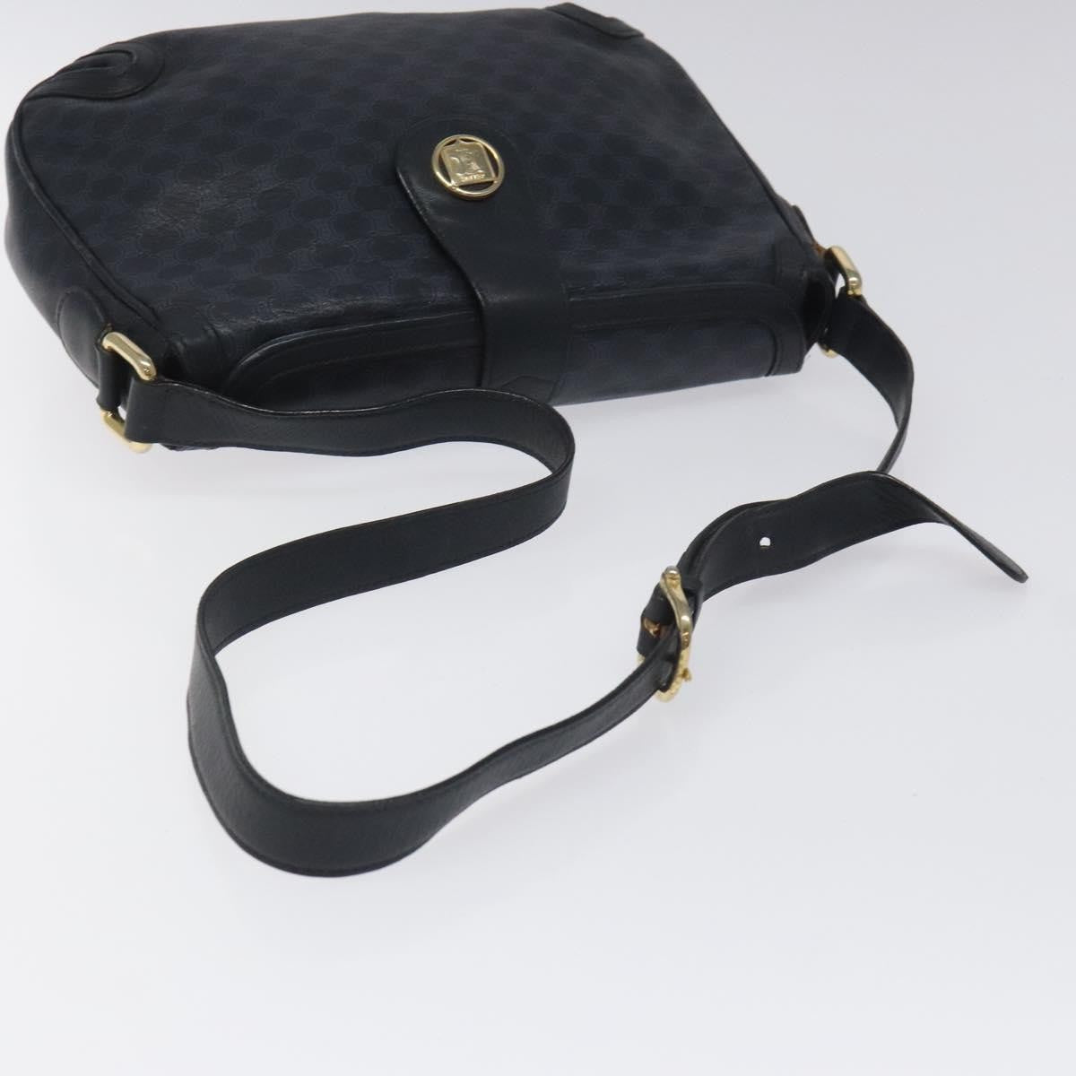 Celine Vintage Macadam Shoulder Bag Canvas Navy Canvas Shoulder Bag Bag (Pre-Owned)