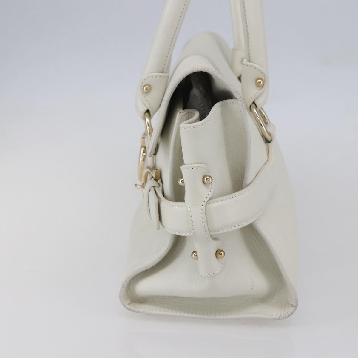 Salvatore Ferragamo Gina Satchel Leather White Leather Handbag (Pre-Owned)