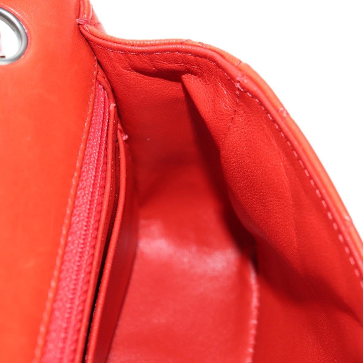 Chanel Flap Shoulder Bag Leather Red Leather Handbag (Pre-Owned)