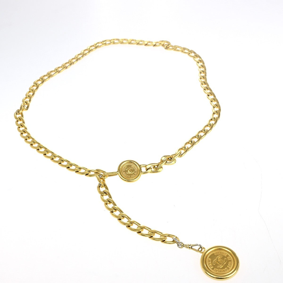 Chanel Vintage Medallion Chain Belt Metal Gold Gold_Plated Belts Accessory (Pre-Owned)