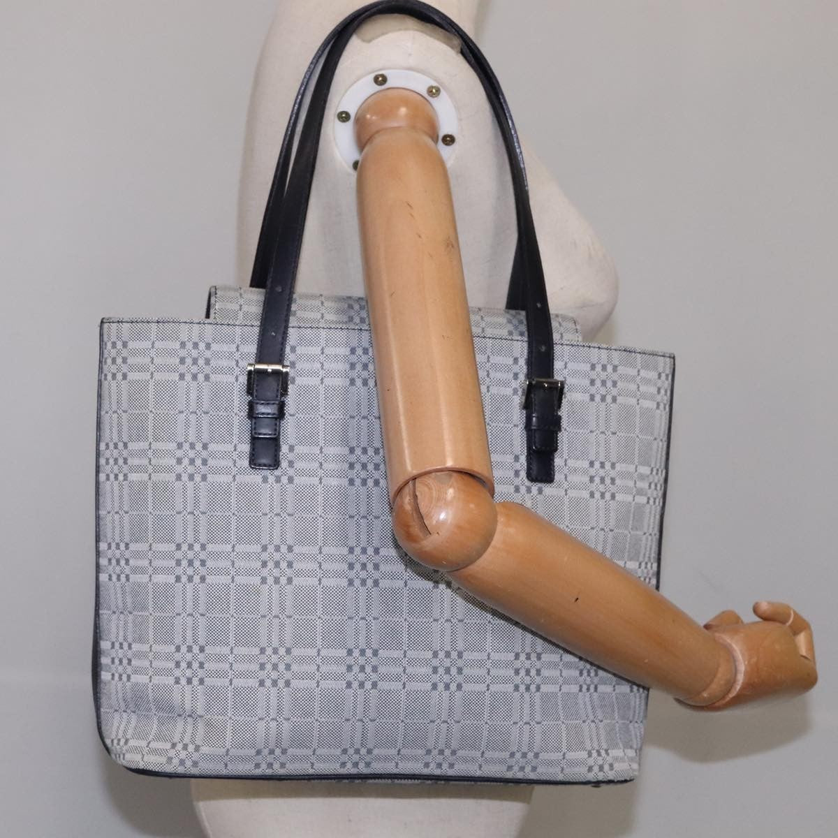 Burberry Vintage Tote Bag Canvas Gray Canvas Tote Bag Bag (Pre-Owned)