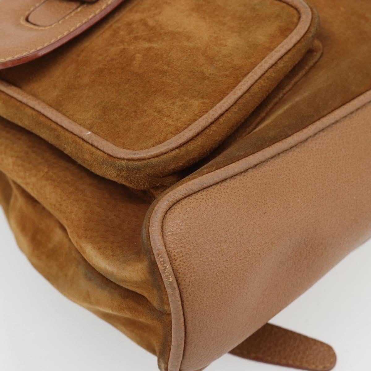 Gucci Vintage Bamboo Backpack Suede Brown Suede Backpack Bag (Pre-Owned)