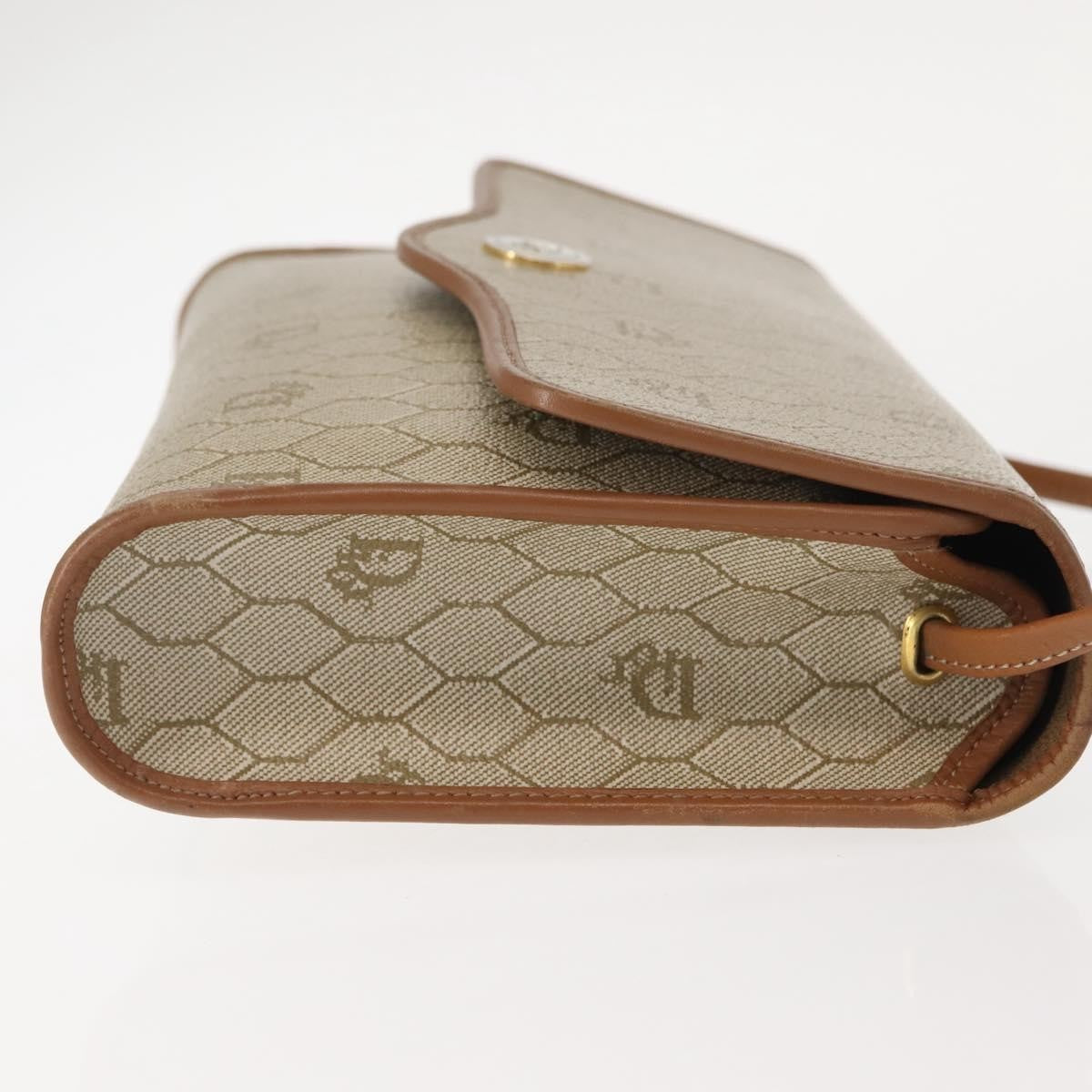 Christian Dior Vintage Honeycomb Flap Crossbody Bag Canvas And Leather Beige Canvas Shoulder Bag Bag (Pre-Owned)