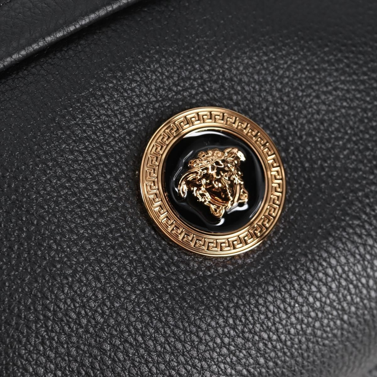 Versace Medusa Zip Backpack Leather Black Leather Backpack Bag (Pre-Owned)