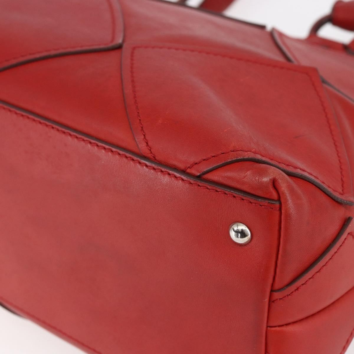 Salvatore Ferragamo Gancini Handbag Leather Red Leather Handbag (Pre-Owned)