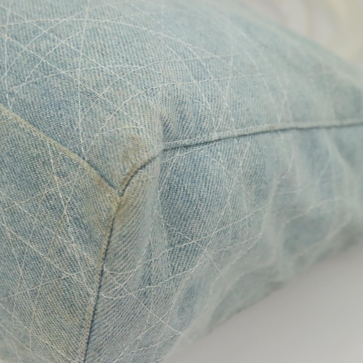 Christian Dior Vintage Lady Dior Bag Cannage Quilt Denim Blue Canvas Tote Bag Bag (Pre-Owned)