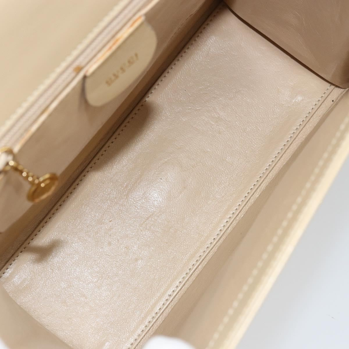 Gucci Vintage Lady Lock Top Handle Bag Leather Beige Leather Handbag (Pre-Owned)
