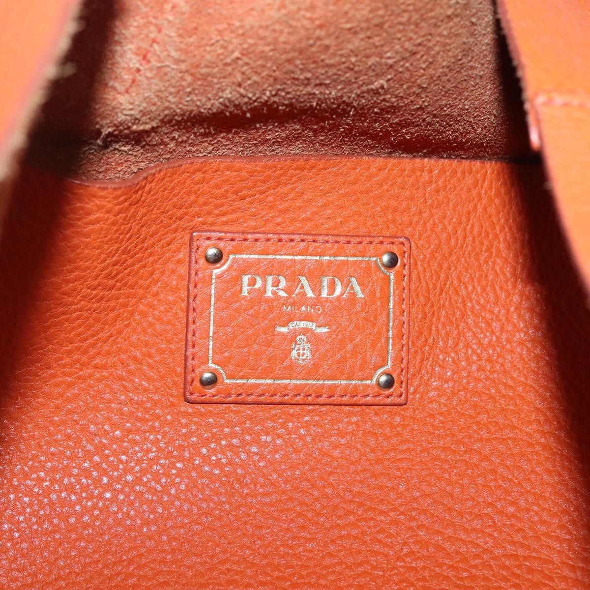 Prada Vintage Tote Leather Orange Leather Tote Bag Bag (Pre-Owned)