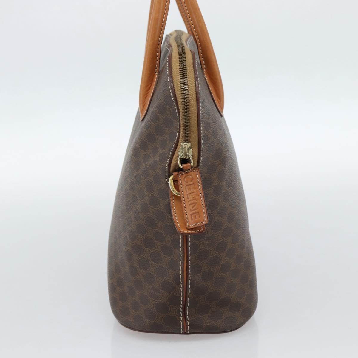 Celine Vintage Macadam Handbag Canvas Brown Canvas Handbag (Pre-Owned)