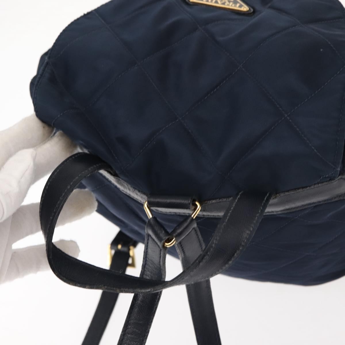 Prada Buckle Backpack Quilted Tessuto Navy Nylon Backpack Bag (Pre-Owned)